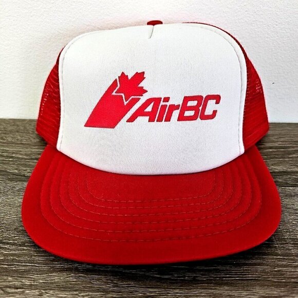 Vintage Red Air BC Hat Cap Adjustable Trucker  Snapback Mesh Devant & Visierel - Picture 1 of 11